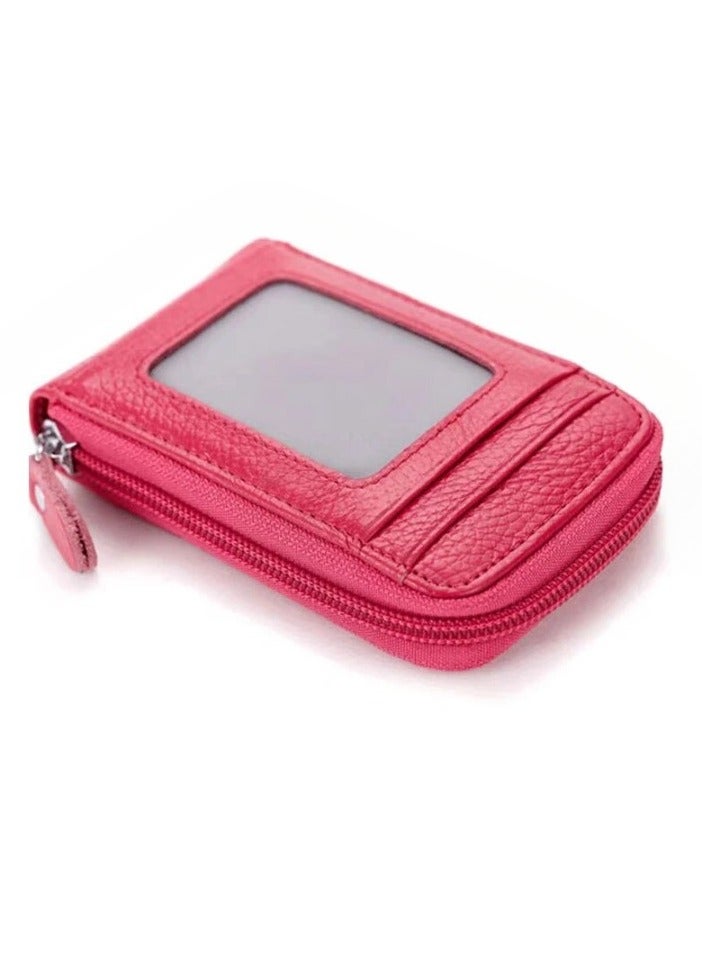 Card Bag, Women Wallet Accordion Card Holder, Business Card Clip Zipper Vertical Handheld Bag, Portable Lightweight Leisure Zipper Wallet For Girls Women, (1pc, Pink) - Image 1