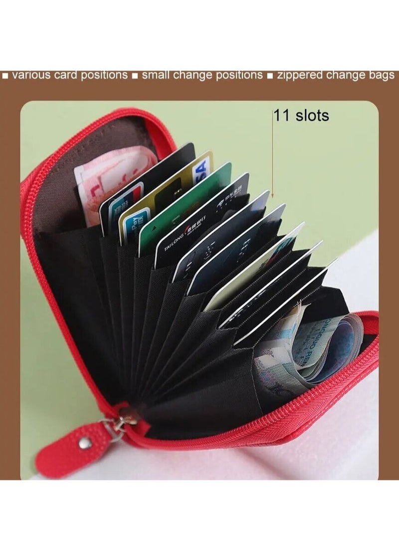 Card Bag, Women Wallet Accordion Card Holder, Business Card Clip Zipper Vertical Handheld Bag, Portable Lightweight Leisure Zipper Wallet For Girls Women, (1pc, Pink) - Image 3