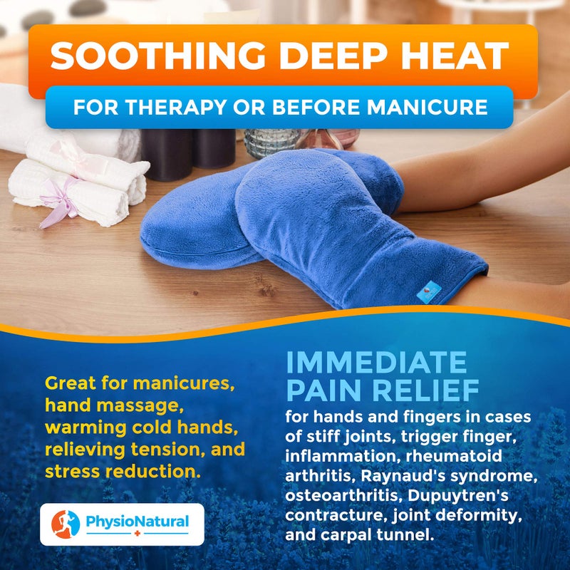 PhysioNatural Microwavable Therapy Mittens with Flaxseed â€“ Moist Heat Therapy Relief for Hands and Fingers in Cases of Stiff Joints, Trigger Finger, Inflammation, Raynaud's, Carpal Tunnel â€“ Natural Unscented Gloves - Image 5