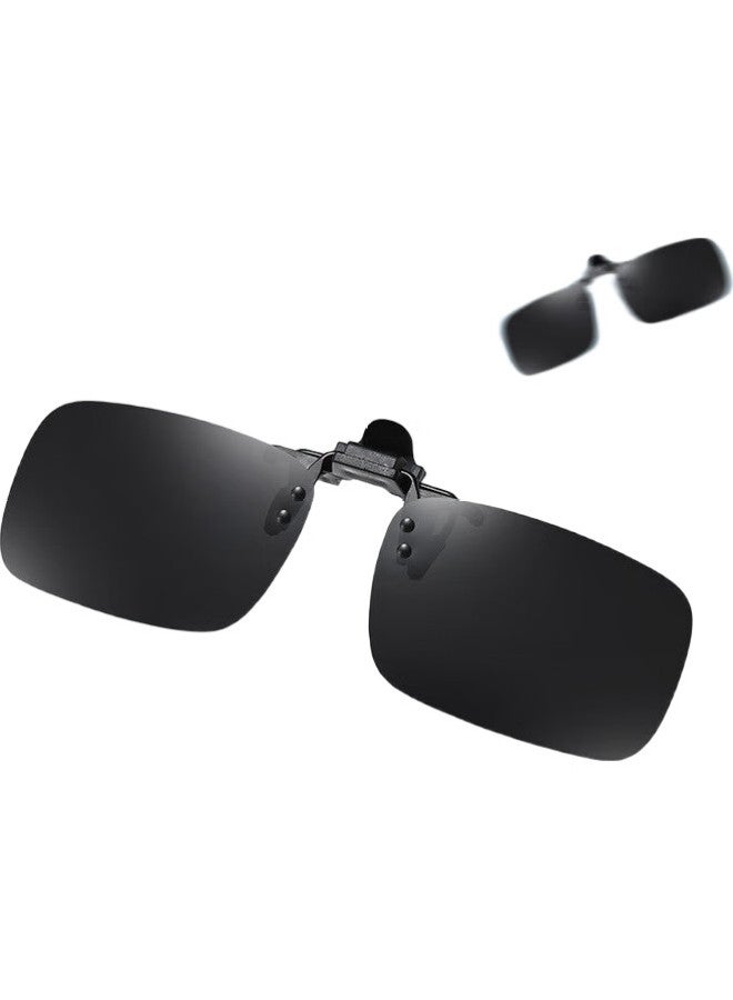 Bai Xiaoshe Bai Xiao Shu Square Sunglasses Clip-On [Sunglasses - Black Gray Clip], For Driving And Daily Use, Unisex - Image 3
