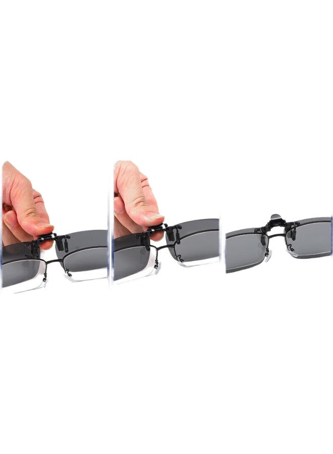 Bai Xiaoshe Bai Xiao Shu Square Sunglasses Clip-On [Sunglasses - Black Gray Clip], For Driving And Daily Use, Unisex - Image 2