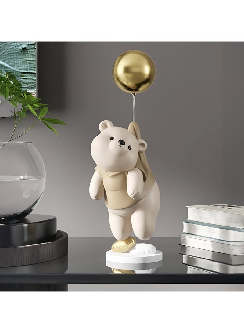 Cartoon Bear Resin Statue Sculpture Crafts Collectible Height 40cm Table Decoration for Home Decor Piece Beige  - Image 4