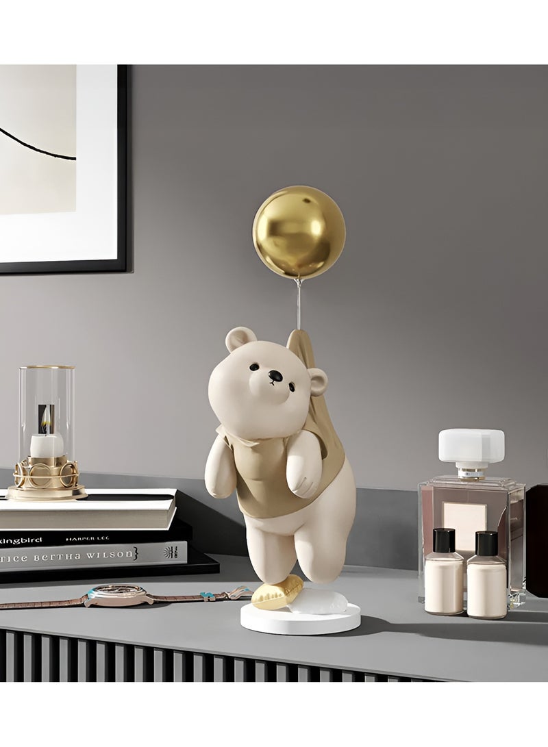 Cartoon Bear Resin Statue Sculpture Crafts Collectible Height 40cm Table Decoration for Home Decor Piece Beige  - Image 2