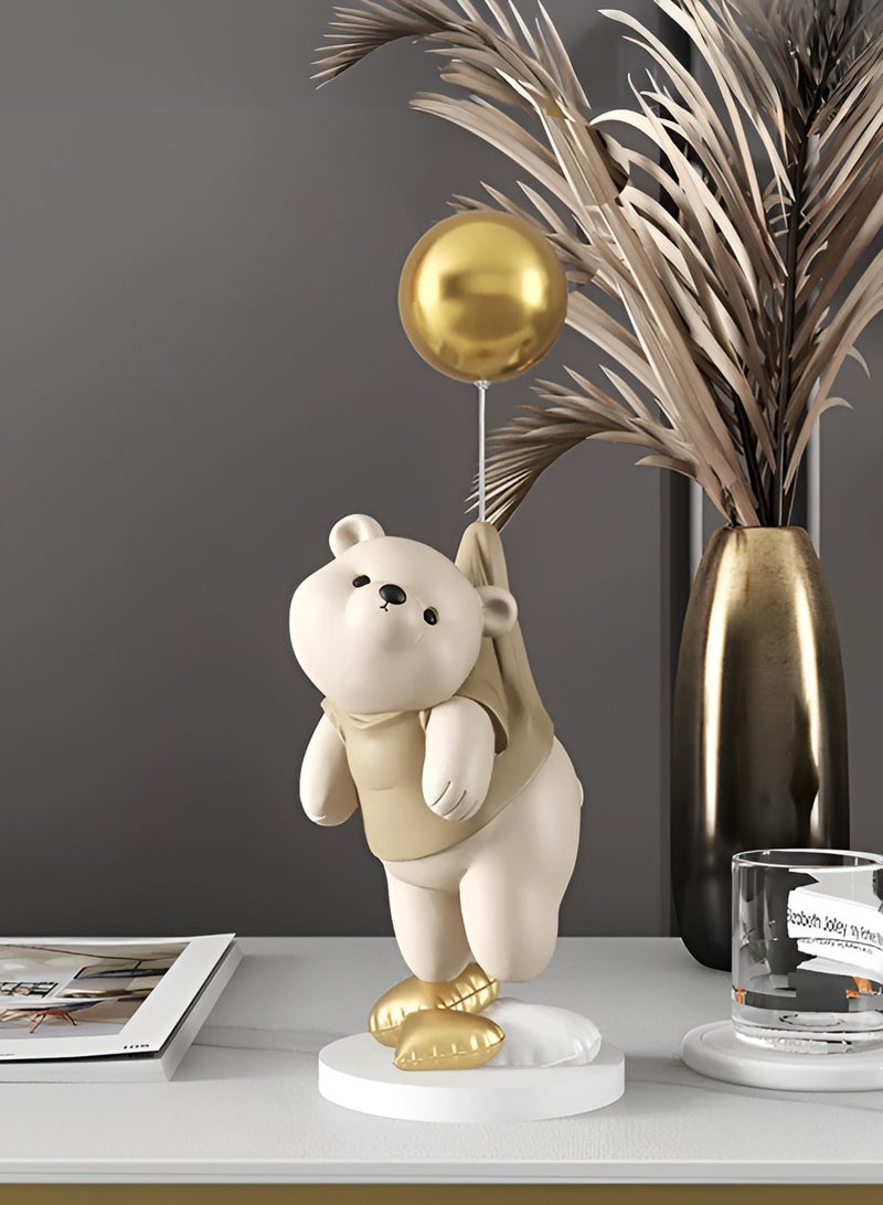 Cartoon Bear Resin Statue Sculpture Crafts Collectible Height 40cm Table Decoration for Home Decor Piece Beige  - Image 3