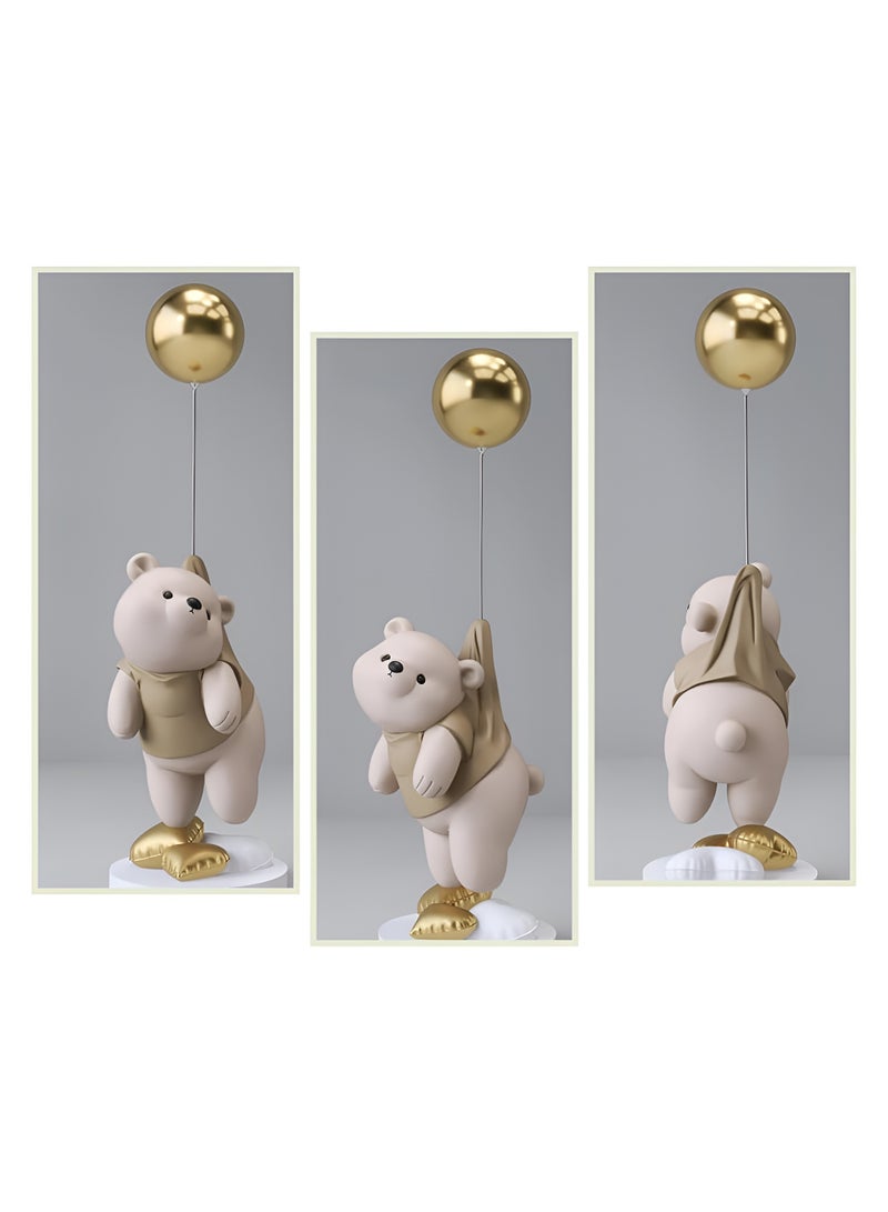 Cartoon Bear Resin Statue Sculpture Crafts Collectible Height 40cm Table Decoration for Home Decor Piece Beige  - Image 5