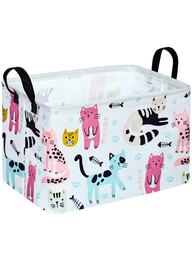 DUYIY Cute Cat Pattern Gift Laundry Basket for Girls and Boys, Baby Storage Bin for Dirty Cloth, Toys, Kids Clothes Gift Storage Box with Handles - Image 1