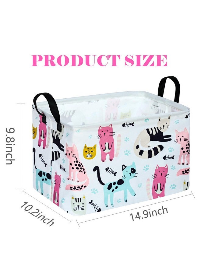 DUYIY Cute Cat Pattern Gift Laundry Basket for Girls and Boys, Baby Storage Bin for Dirty Cloth, Toys, Kids Clothes Gift Storage Box with Handles - Image 2