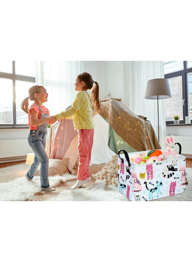 DUYIY Cute Cat Pattern Gift Laundry Basket for Girls and Boys, Baby Storage Bin for Dirty Cloth, Toys, Kids Clothes Gift Storage Box with Handles - Image 3