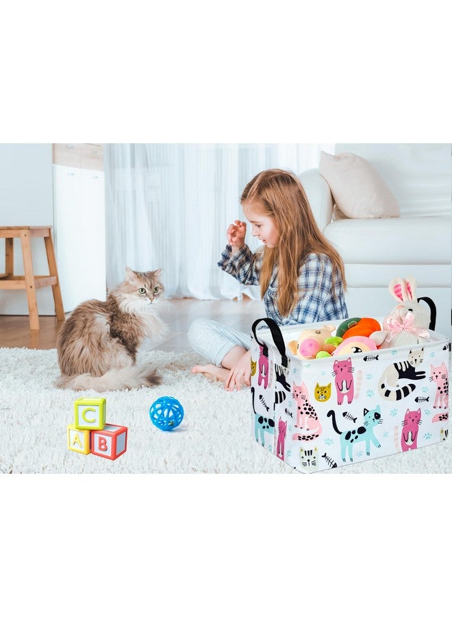 DUYIY Cute Cat Pattern Gift Laundry Basket for Girls and Boys, Baby Storage Bin for Dirty Cloth, Toys, Kids Clothes Gift Storage Box with Handles - Image 5