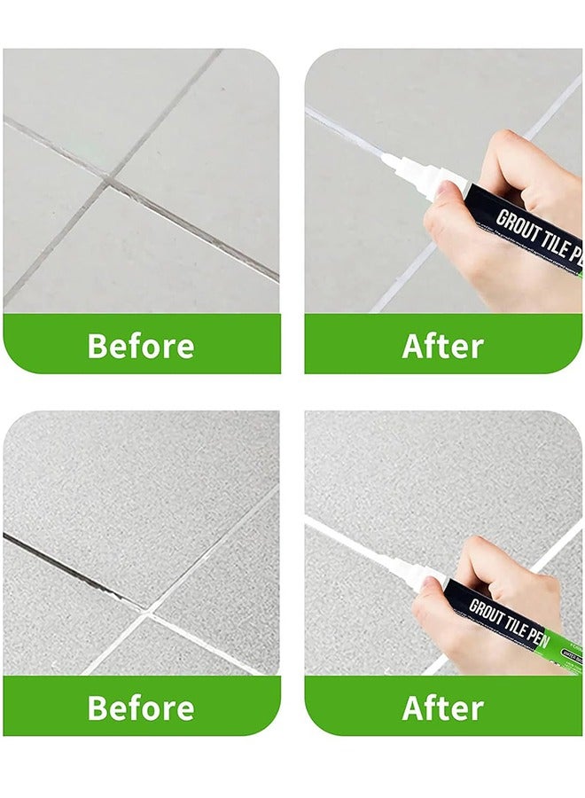 Flysea 6pcs Grout Pen Tile Grout Paint Marker Restore Renew Grout Line Tile Grout Colorant and Sealer Pen with 6pcs Nibs and 1pc Cleaning Brush - Image 2