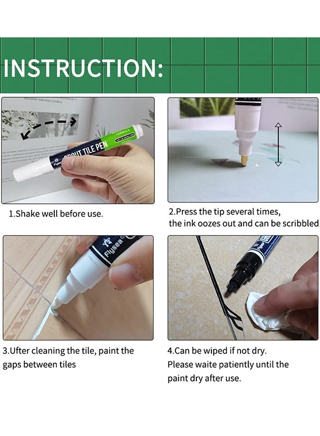 Flysea 6pcs Grout Pen Tile Grout Paint Marker Restore Renew Grout Line Tile Grout Colorant and Sealer Pen with 6pcs Nibs and 1pc Cleaning Brush - Image 4