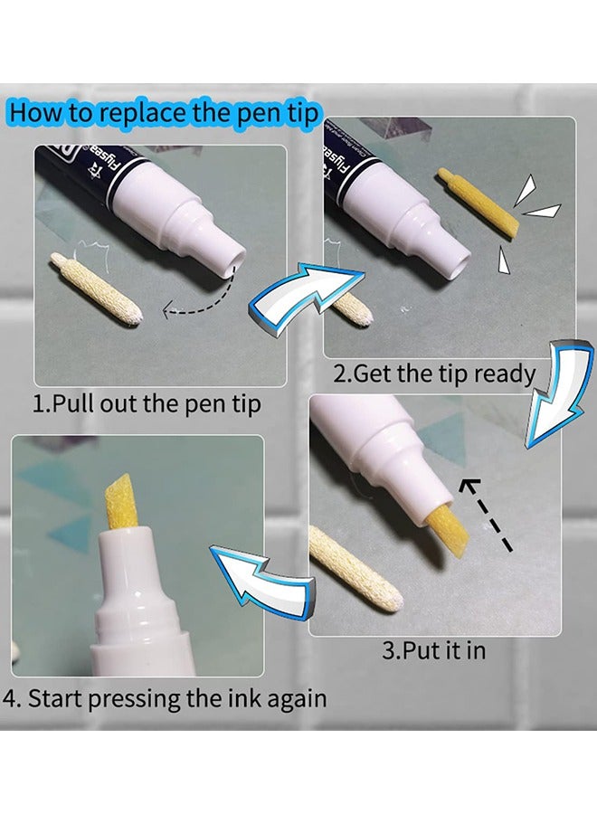 Flysea 6pcs Grout Pen Tile Grout Paint Marker Restore Renew Grout Line Tile Grout Colorant and Sealer Pen with 6pcs Nibs and 1pc Cleaning Brush - Image 5