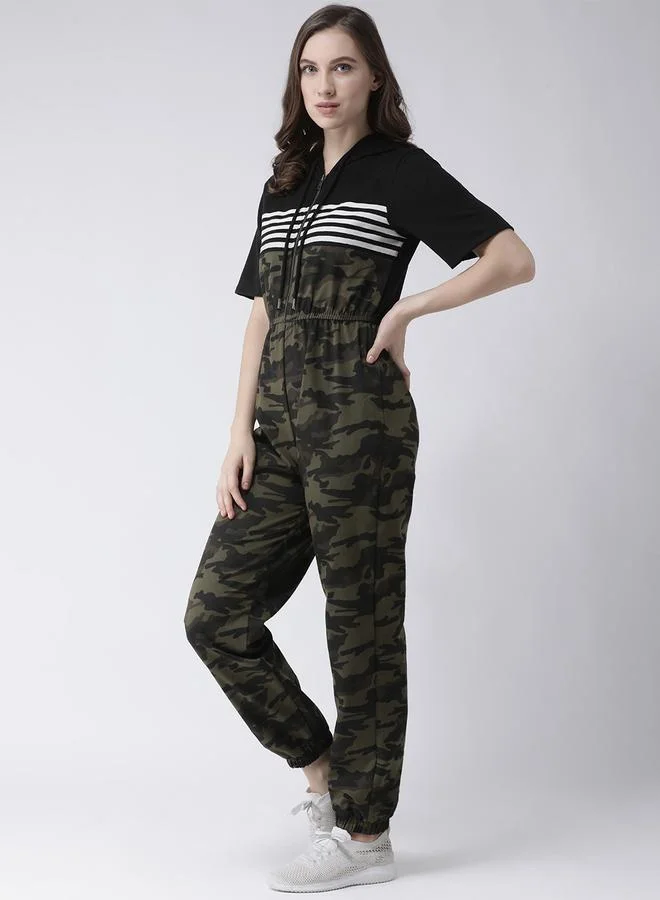 Kassually Kassually Striped Printed Short Sleeve Zipped Jumpsuit