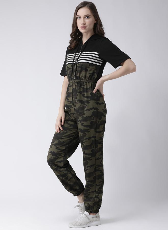Kassually Striped Printed Short Sleeve Zipped Jumpsuit - Image 1