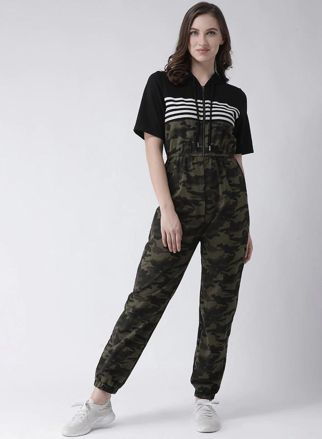 Kassually Striped Printed Short Sleeve Zipped Jumpsuit - Image 2