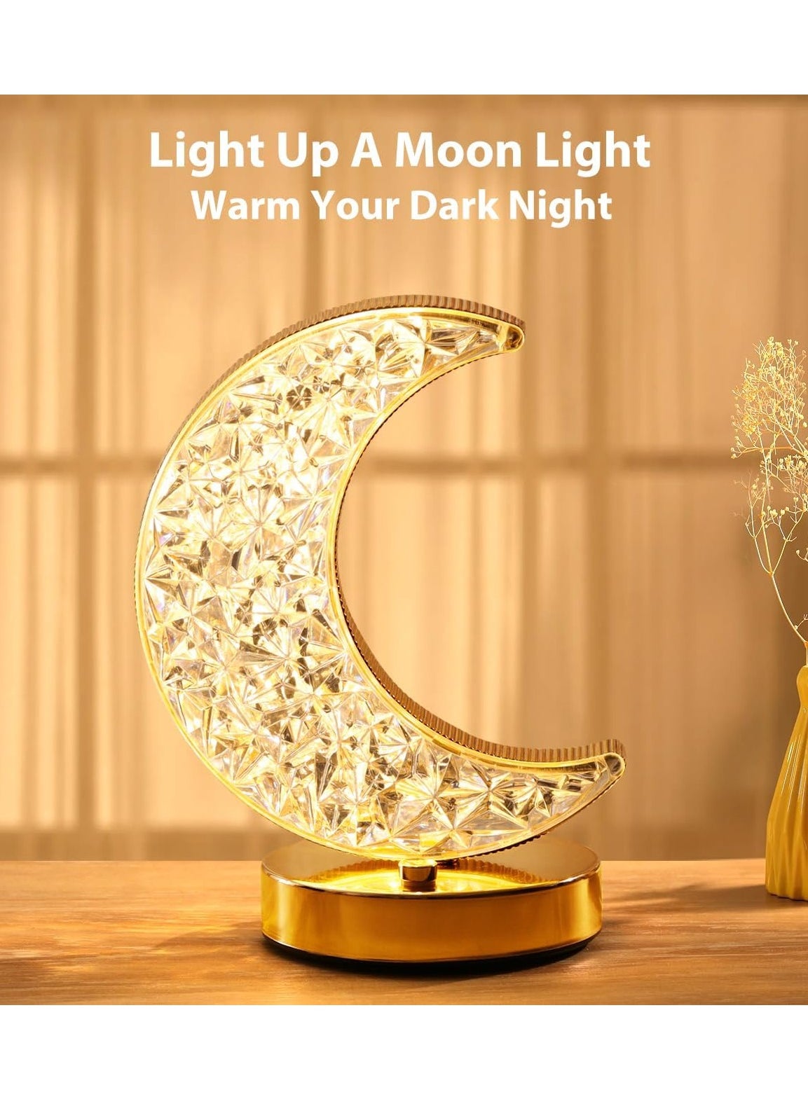 Crescent Moon Table Lamp, Stepless Dimmable Touch Lamp with 3 Colors, Rechargeable Night Light with USB Port, Ramadan Moon Light Bedside Lamp for Nightstand Desk Bedroom Living Room Home Decor - https://f.nooncdn.com/p/pzsku/Z97E7C807C225DAECDE7DZ/45/1746219534/ed10e73e-b627-4fde-8b80-dccb8ba742fa.jpg?width=original