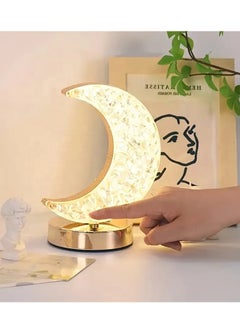 Home Care Crescent Moon Table Lamp, Stepless Dimmable Touch Lamp with 3 Colors, Rechargeable Night Light with USB Port, Ramadan Moon Light Bedside Lamp for Nightstand Desk Bedroom Living Room Home Decor  - Image 5