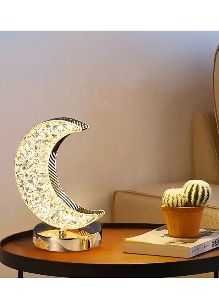 Crescent Moon Table Lamp, Stepless Dimmable Touch Lamp with 3 Colors, Rechargeable Night Light with USB Port, Ramadan Moon Light Bedside Lamp for Nightstand Desk Bedroom Living Room Home Decor - https://f.nooncdn.com/p/pzsku/Z97E7C807C225DAECDE7DZ/45/1746219536/13a7e96b-ec49-4c3a-85d4-53c6c6c4cf83.jpg?width=original