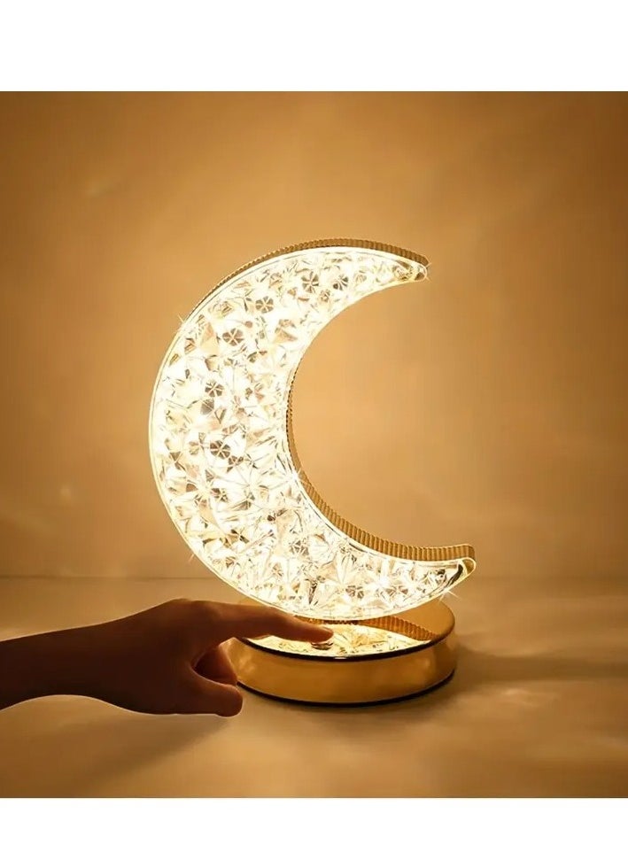 Crescent Moon Table Lamp, Stepless Dimmable Touch Lamp with 3 Colors, Rechargeable Night Light with USB Port, Ramadan Moon Light Bedside Lamp for Nightstand Desk Bedroom Living Room Home Decor - https://f.nooncdn.com/p/pzsku/Z97E7C807C225DAECDE7DZ/45/1746219536/26bd15fc-a2bc-418b-abd1-a9bef8b20cf9.jpg?width=original