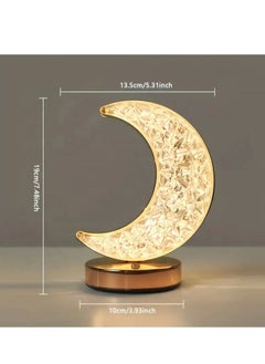 Home Care Crescent Moon Table Lamp, Stepless Dimmable Touch Lamp with 3 Colors, Rechargeable Night Light with USB Port, Ramadan Moon Light Bedside Lamp for Nightstand Desk Bedroom Living Room Home Decor  - Image 4