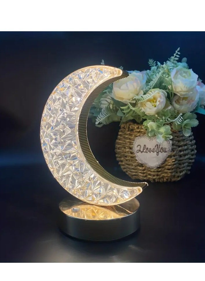 Crescent Moon Table Lamp, Stepless Dimmable Touch Lamp with 3 Colors, Rechargeable Night Light with USB Port, Ramadan Moon Light Bedside Lamp for Nightstand Desk Bedroom Living Room Home Decor - https://f.nooncdn.com/p/pzsku/Z97E7C807C225DAECDE7DZ/45/1746219538/35cc7d54-8818-45d9-821b-3927ad439b54.jpg?width=original