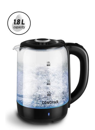 CONOYAR Cordless Electric Kettle 1800W Fast Water Boiler, 1.8L Glass & Stainless Steel Kettle With Wide Opening, LED Indicator, Auto Shut-Off＆Boil-Dry Protection - pzsku/Z97E7CBBDAFC401EDA876Z/45/1744386162/e4fe771d-c268-461e-a2ec-f2bbdf1b94e9