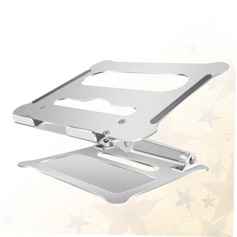 Aluminum Alloy Foldable Laptop Stand Adjustable Height Silver Computer Holder Desk Use - Image 5