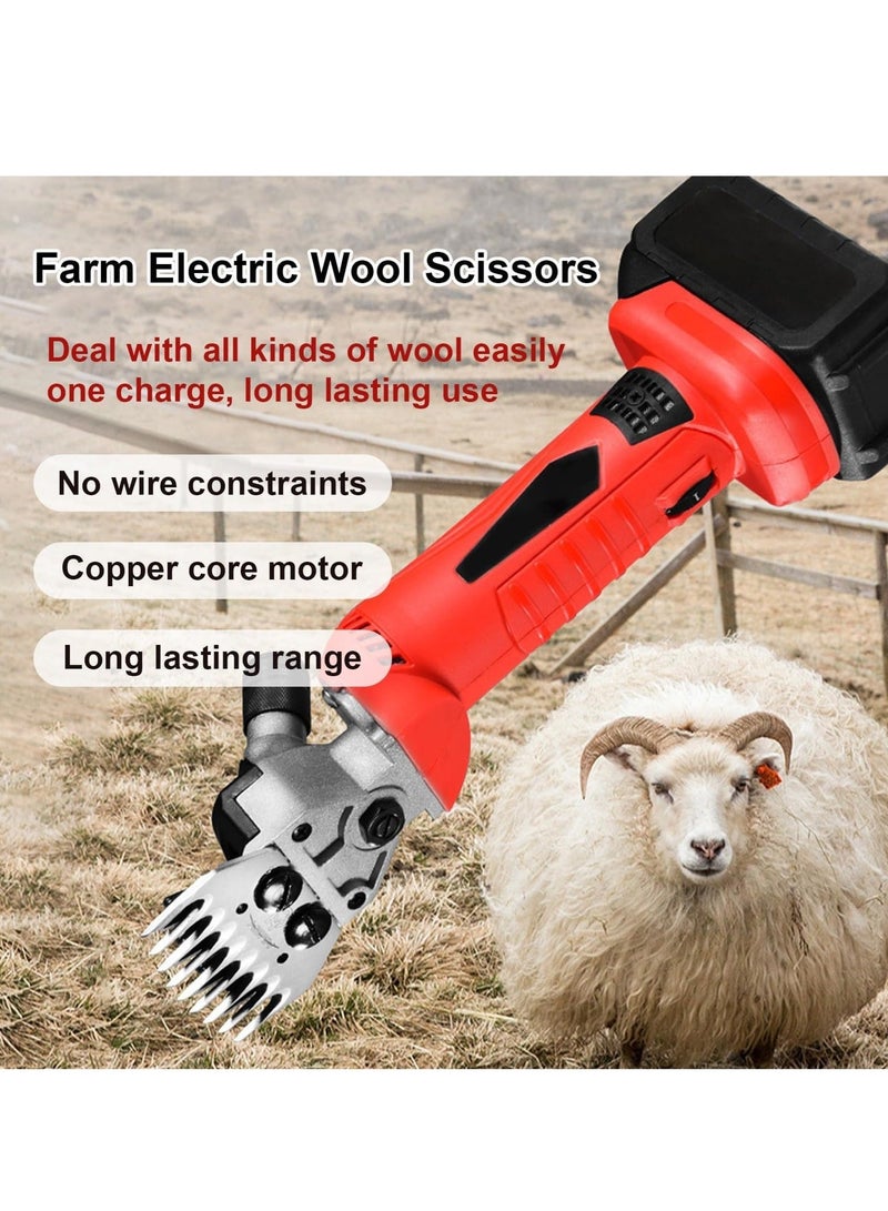 WALALLA Electric Cordless Sheep Shears, 500W Sheep Shearing Clippers with 2 Batteries, 6 Gears Speed Adjustable, Stainless Steel Detachable Blade, Farm Sheep Wool Shearing Clipper for Sheep Goat,Black - Image 2