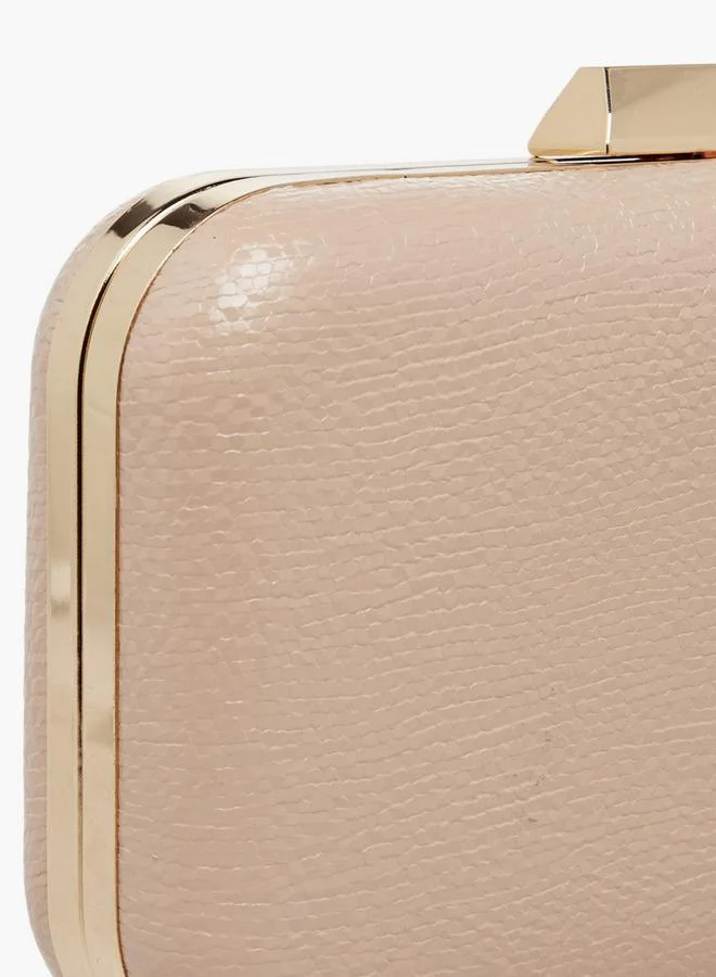 Flora Bella By Shoexpress Textured Clutch with Detachable Chain Strap