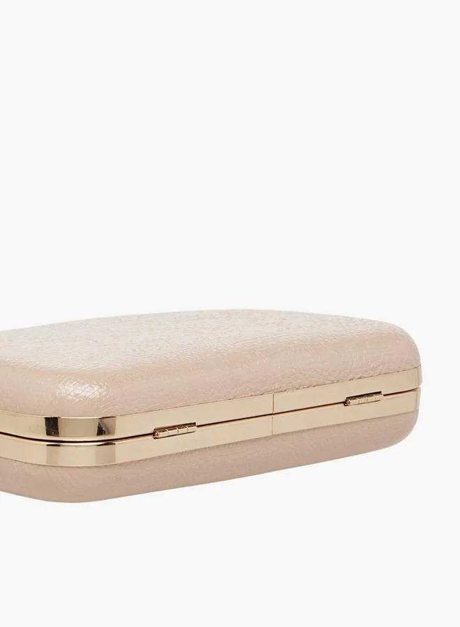Flora Bella By Shoexpress Textured Clutch with Detachable Chain Strap