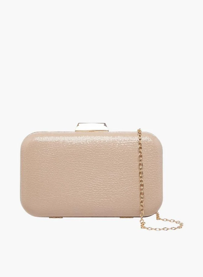 Flora Bella By Shoexpress Textured Clutch with Detachable Chain Strap