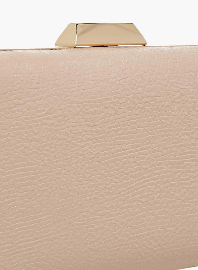 Flora Bella By Shoexpress Textured Clutch with Detachable Chain Strap