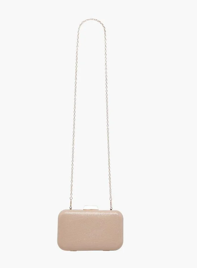 Flora Bella By Shoexpress Textured Clutch with Detachable Chain Strap