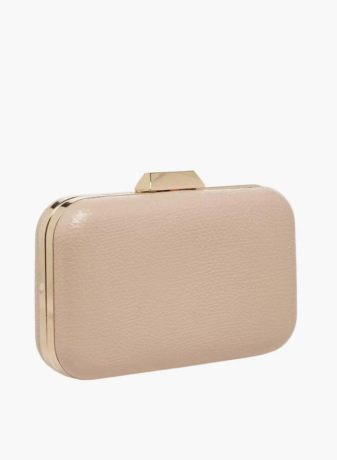 Flora Bella By Shoexpress Textured Clutch with Detachable Chain Strap