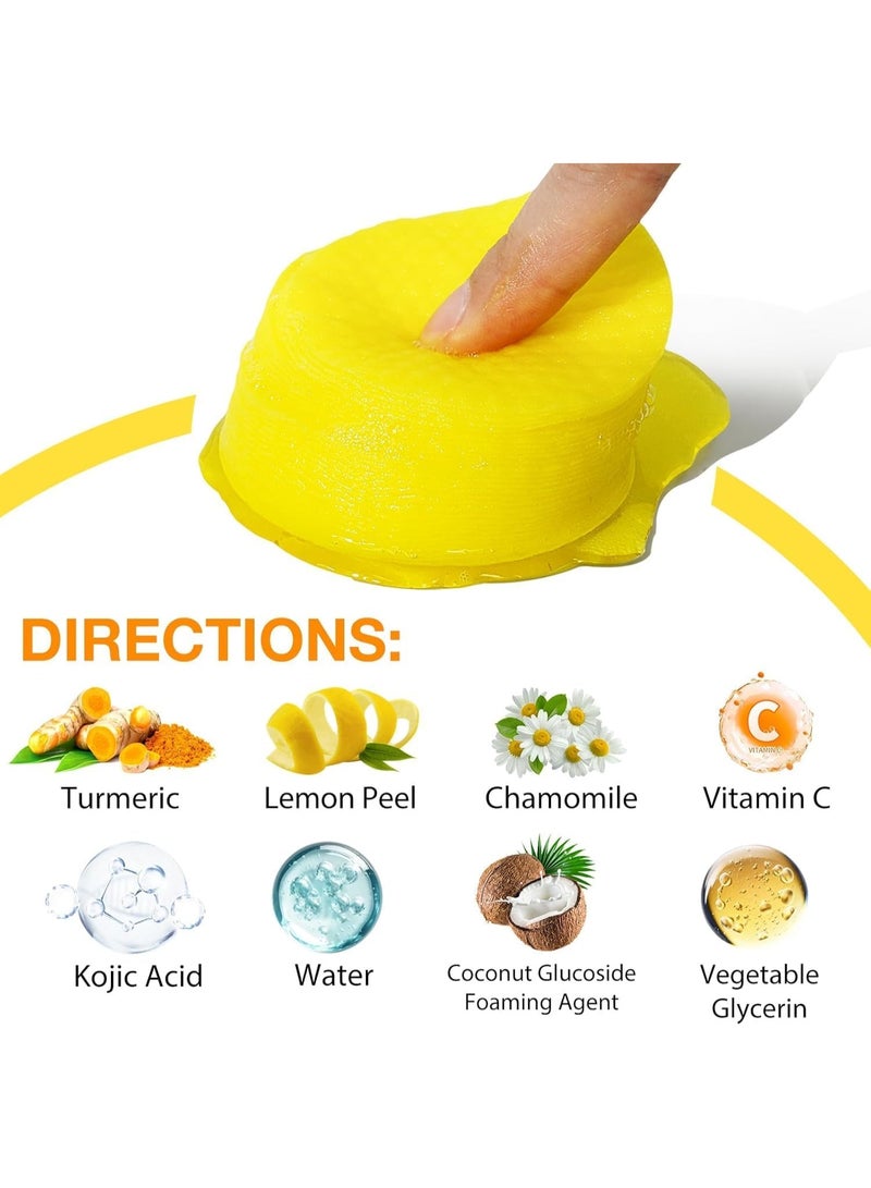 مويكا ضمادات تنظيف حمض الكركم والكوجيك - مزيل المكياج وفوط العناية بالبشرة - قطن ناعم وماص وغير مبيض للوجه ، توهج العناية بالبشرة العضوية - 50 فوطة - Image 5