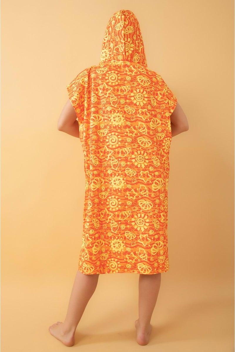 Vevien Home Summer Sun Pattern Adult Surf Summer Poncho Hooded Beach Towel Beach Dress S-M Size - Image 4