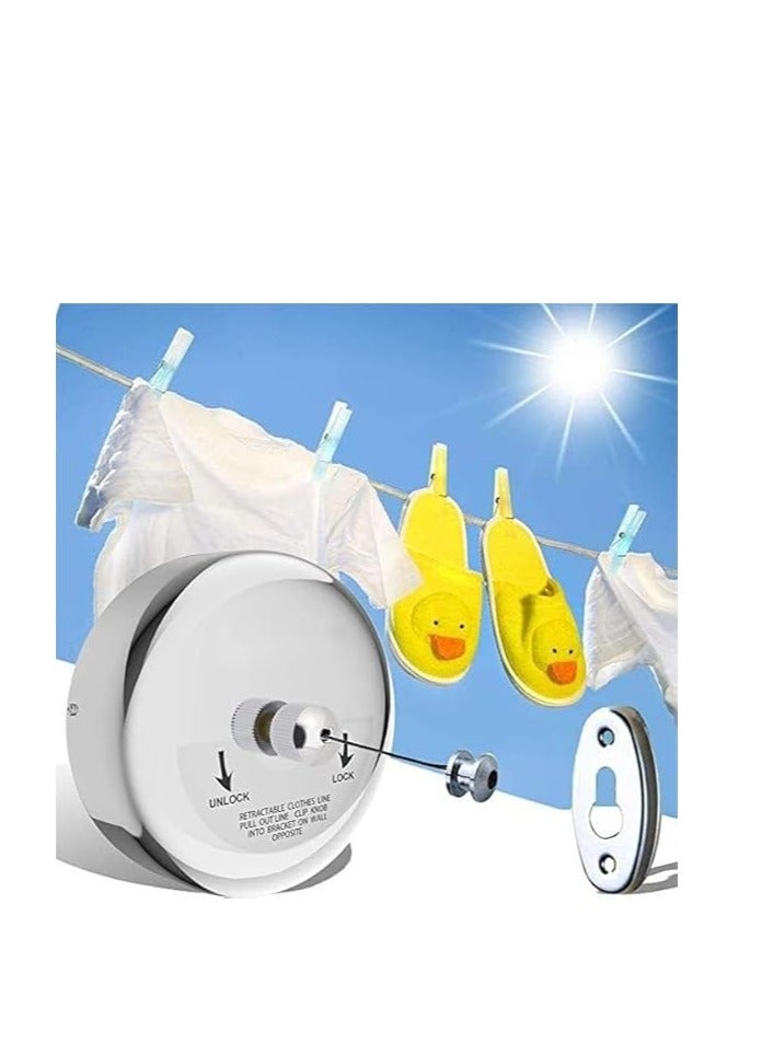 حبل نشر وتجفيف الغسيل بتصميم قابل للسحب بطول 2.8 متر شديد التحمل مصنوع من الستانلس ستيل المقاوم للصدأ يمكن تثبيته على الحائط - Image 4