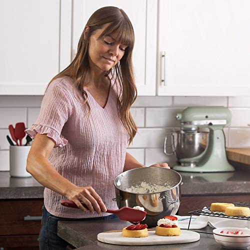 we3 Ultra Premium 3 Pc Silicone Spatula Set, Ergonomic Long Palm Handle Grip Hanging Holes. 450�f Heat-Resistant & Non-Stick Silicone Utensils|we3SPATULA-3A-RED| - Image 2