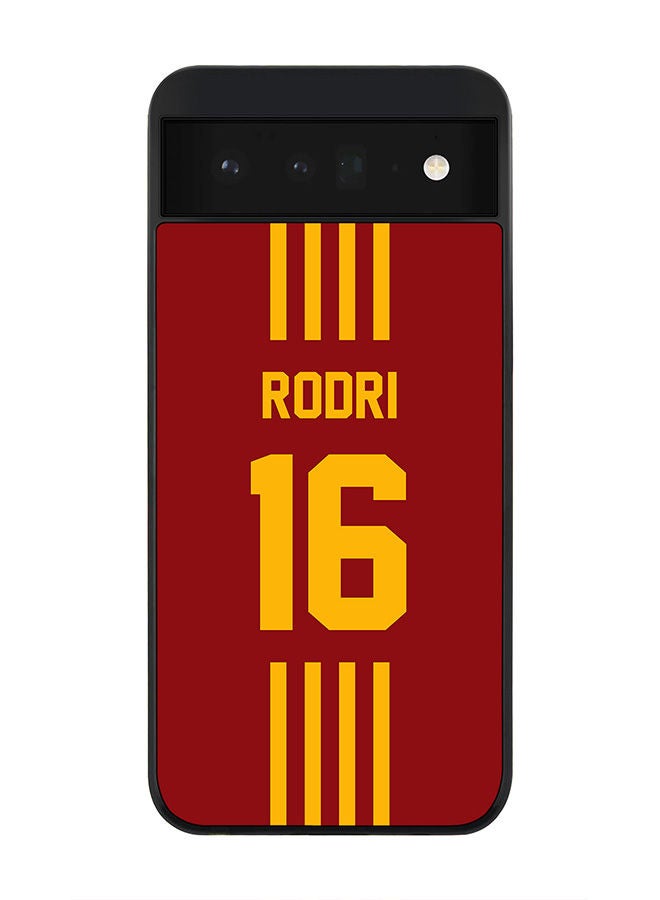 Stylizedd Rugged Black edge case for Google Pixel 6 5G Slim fit Soft Case Flexible Rubber Edges Anti Drop TPU Gel Thin Cover - Football Team - Spain  Player Name - Rodri - Image 1