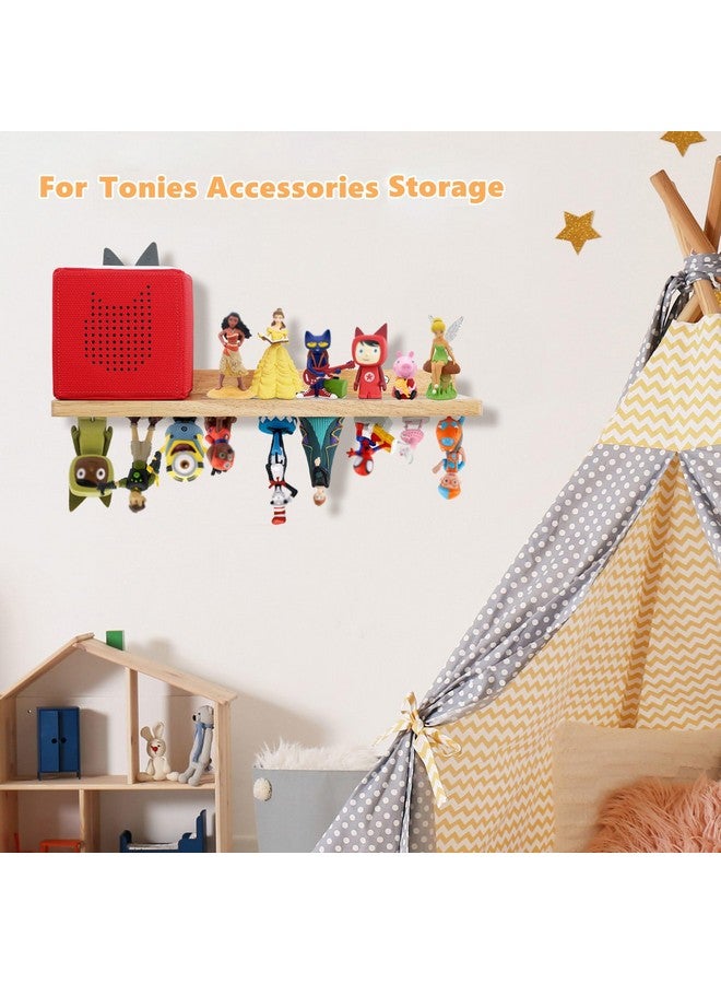 PHOENANCEE for Tonies Shelf Magnetic,for Toniebox Figures Storage Display Shelf (30-36 Character),Wall Floating Shelves Wooden,Compatible Charging Station for Children Kid's Room,Oak,1 Tier - Image 1