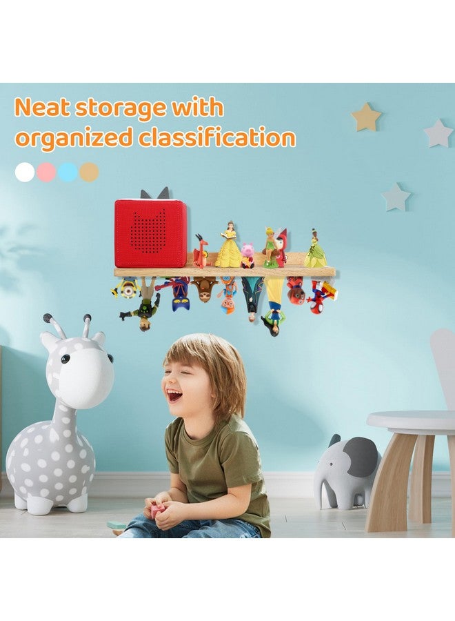 PHOENANCEE for Tonies Shelf Magnetic,for Toniebox Figures Storage Display Shelf (30-36 Character),Wall Floating Shelves Wooden,Compatible Charging Station for Children Kid's Room,Oak,1 Tier - Image 2