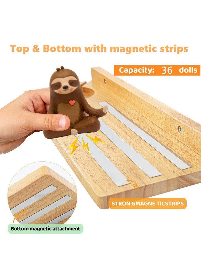 PHOENANCEE for Tonies Shelf Magnetic,for Toniebox Figures Storage Display Shelf (30-36 Character),Wall Floating Shelves Wooden,Compatible Charging Station for Children Kid's Room,Oak,1 Tier - Image 4