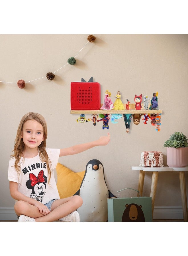 PHOENANCEE for Tonies Shelf Magnetic,for Toniebox Figures Storage Display Shelf (30-36 Character),Wall Floating Shelves Wooden,Compatible Charging Station for Children Kid's Room,Oak,1 Tier - Image 3