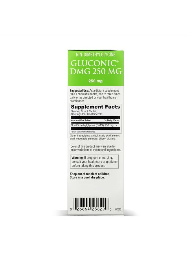 Davinci Labs Gluconic DMG 250mg - Helps Support Immune System, Muscle Function, Heart Health & Brain Health - 90 Chewable Tablets (90 Servings)  - Image 2