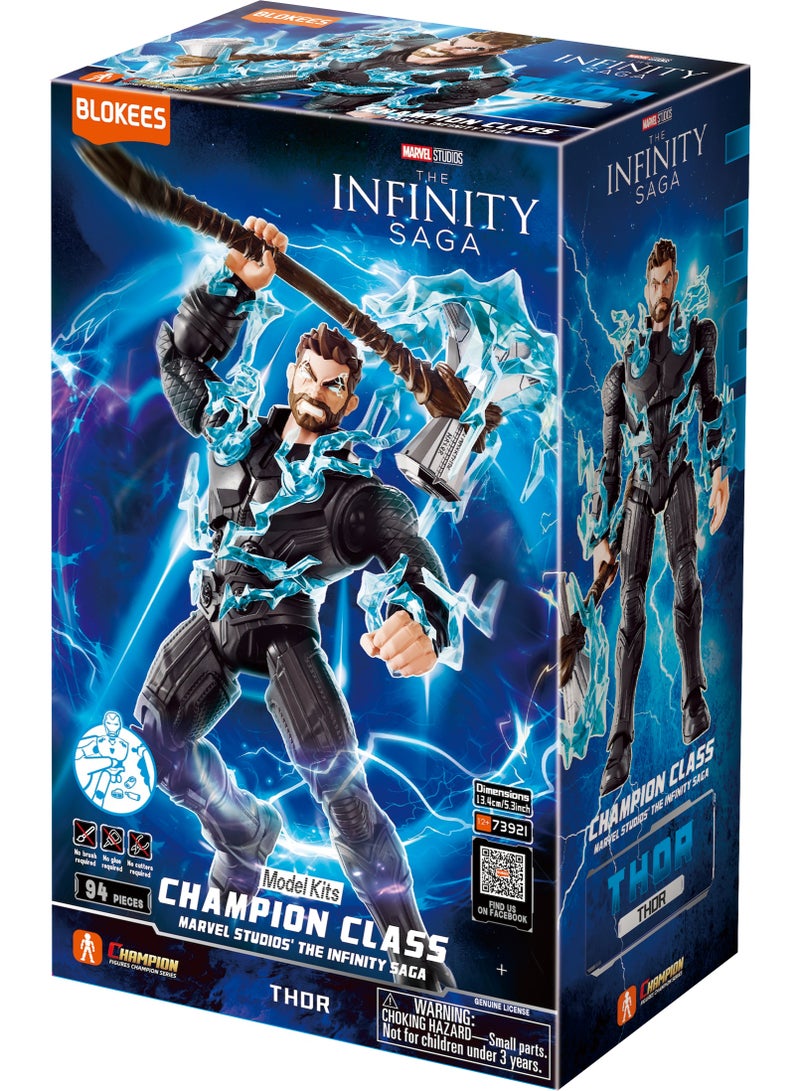 يا شباب بلوكيز مارفل إنفينيتي ساغا 73921 ثور Thor | Champion Class CC02 طقم تركيب | مجسم أكشن قابل للحركة | إكسسوارات برق | للعرض والجمع | هدية - Image 1