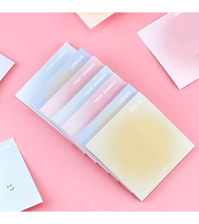Summer Egg Yolk Gradient Sticky Notes With Cute Expression Self Adhesive Memo Pads - Image 5