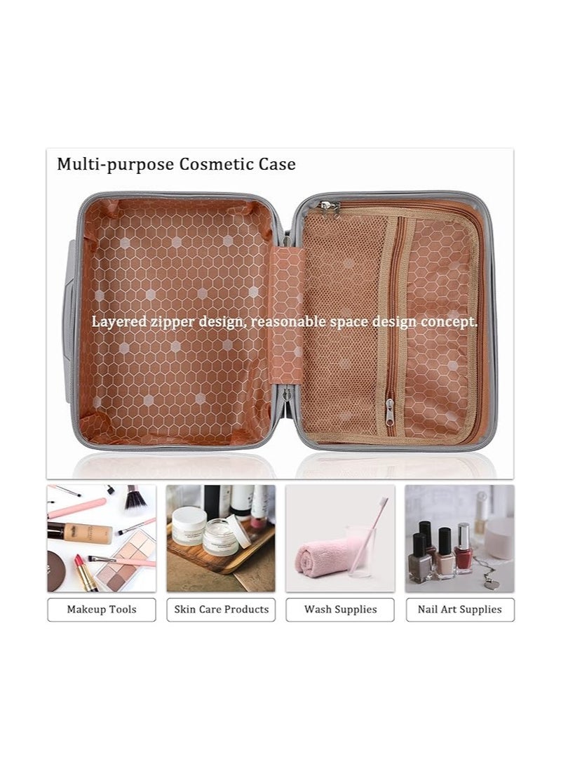 globalstar Globalstar Grey Hard Shell Cosmetic Travel Case Grey - Portable ABS Makeup Organizer  - Image 4