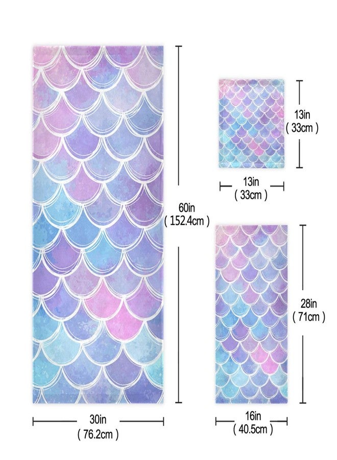 Pfrewn Magic Pink Blue Mermaid Scales Towels Set of 3 Rainbow Marble Galaxy Bathroom Towel Soft Absorbent Bath Hand Towels Washcloth Guest Towel Sets Bathroom Decorations - Image 3