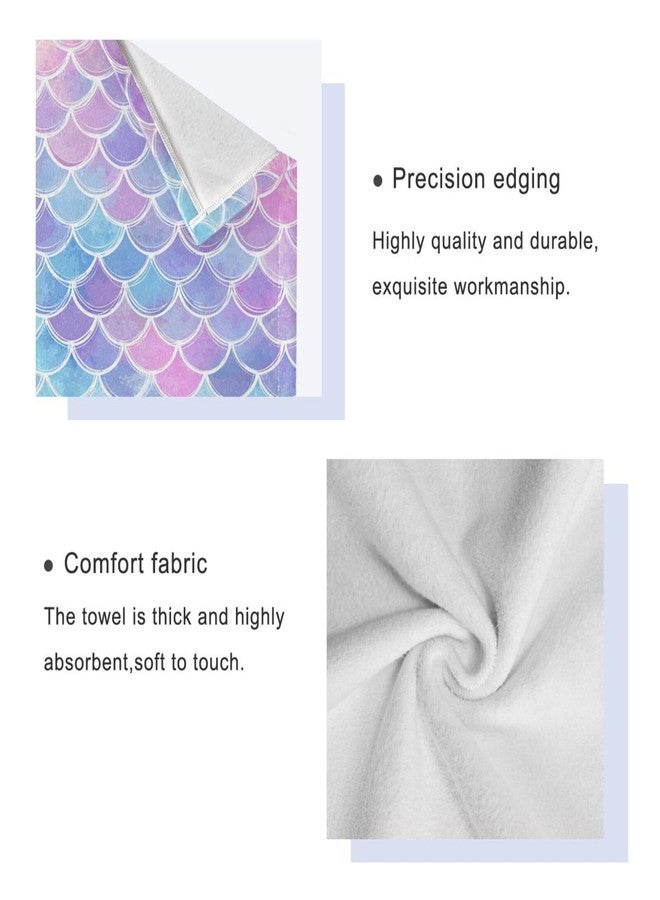Pfrewn Magic Pink Blue Mermaid Scales Towels Set of 3 Rainbow Marble Galaxy Bathroom Towel Soft Absorbent Bath Hand Towels Washcloth Guest Towel Sets Bathroom Decorations - Image 4