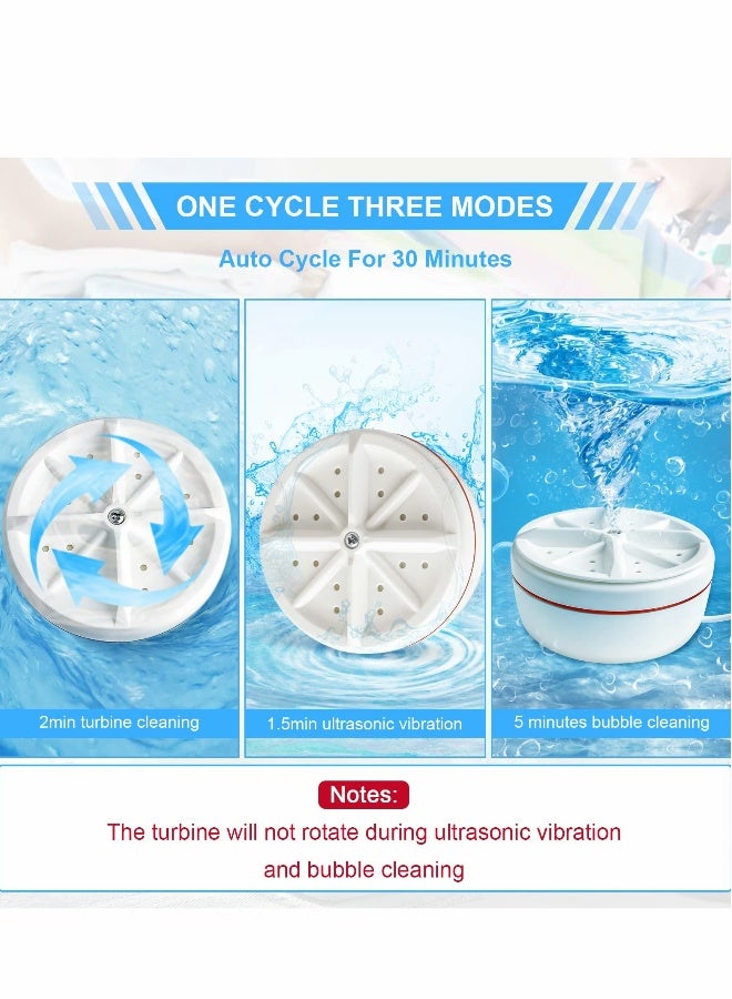 Mini Washing Machine, Portable Ultrasonic Washing Machine, 3 In 1 Lazy Magic Laundry Turbine Removes Dirt Washer with USB Powered for Home Travel Business Camping RV Trip, White1 【Energy Class A】  - Image 5